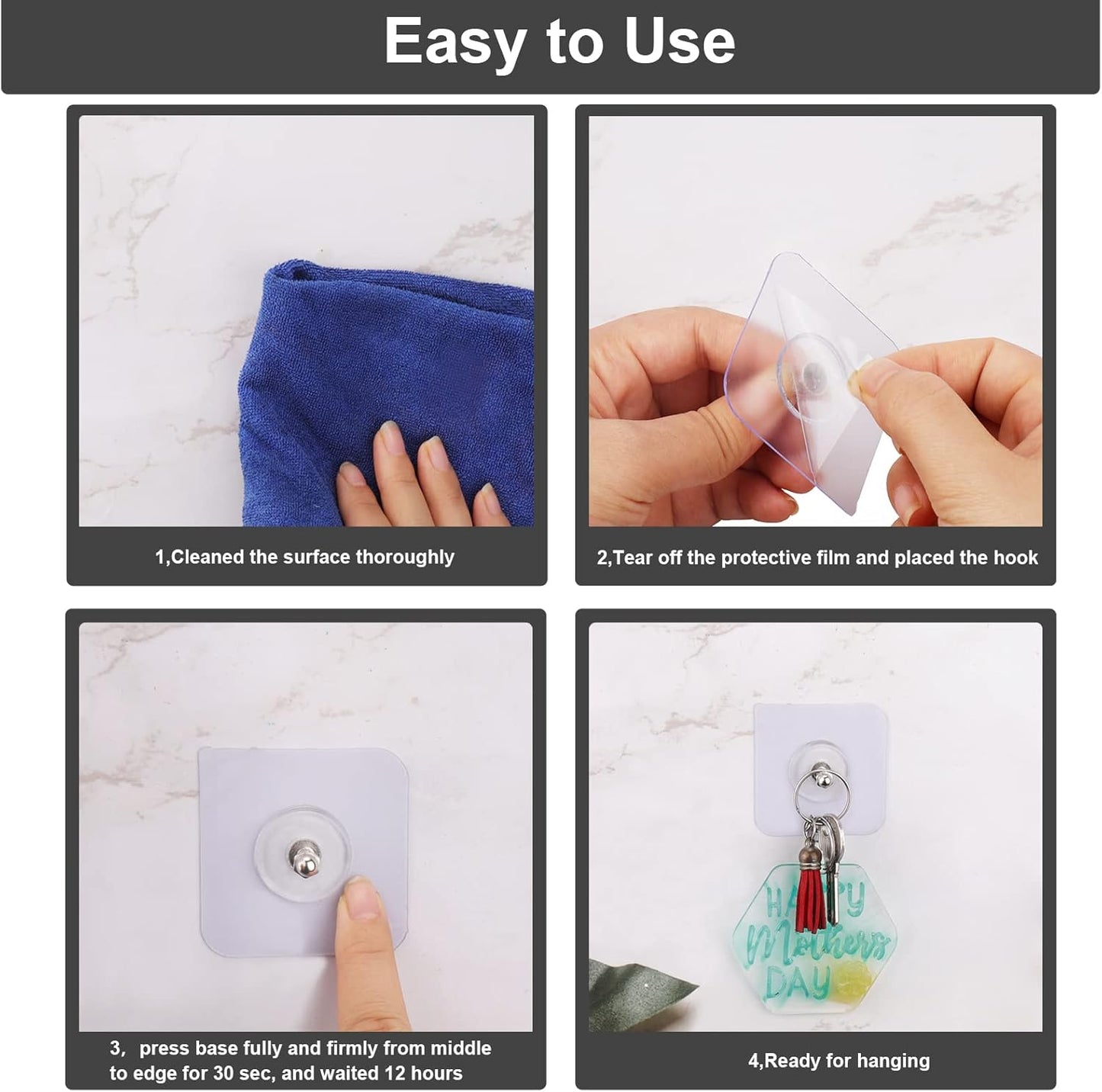 10-Pcs Self-Adhesive Wall Screws and Hanging Nails – Heavy-Duty Adhesive Wall Mount Hooks for Home and Office Use – No Drilling, Easy Installation for Hanging Frames, Keys, Towels, and More - Pack Of 5