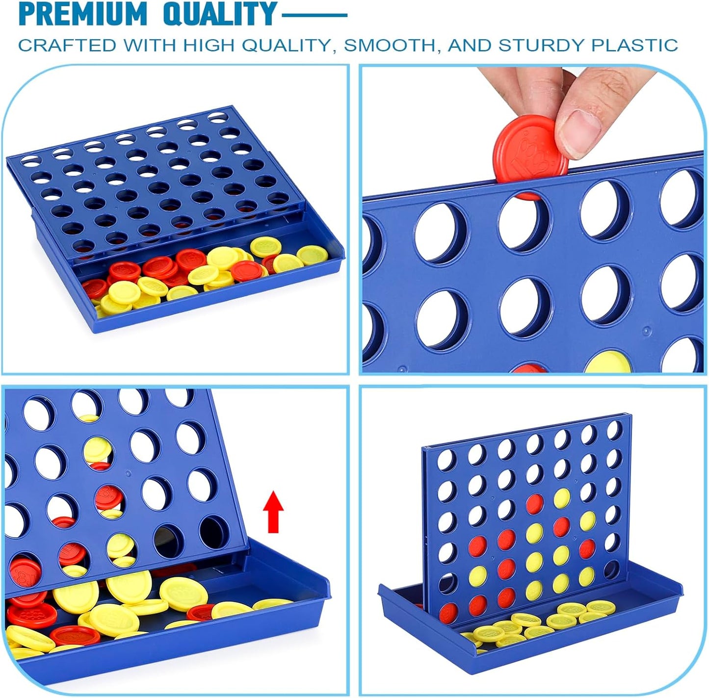4 IN A ROW Board Game for Kids / Travel Board Game / Board Games Indoor & Outdoor