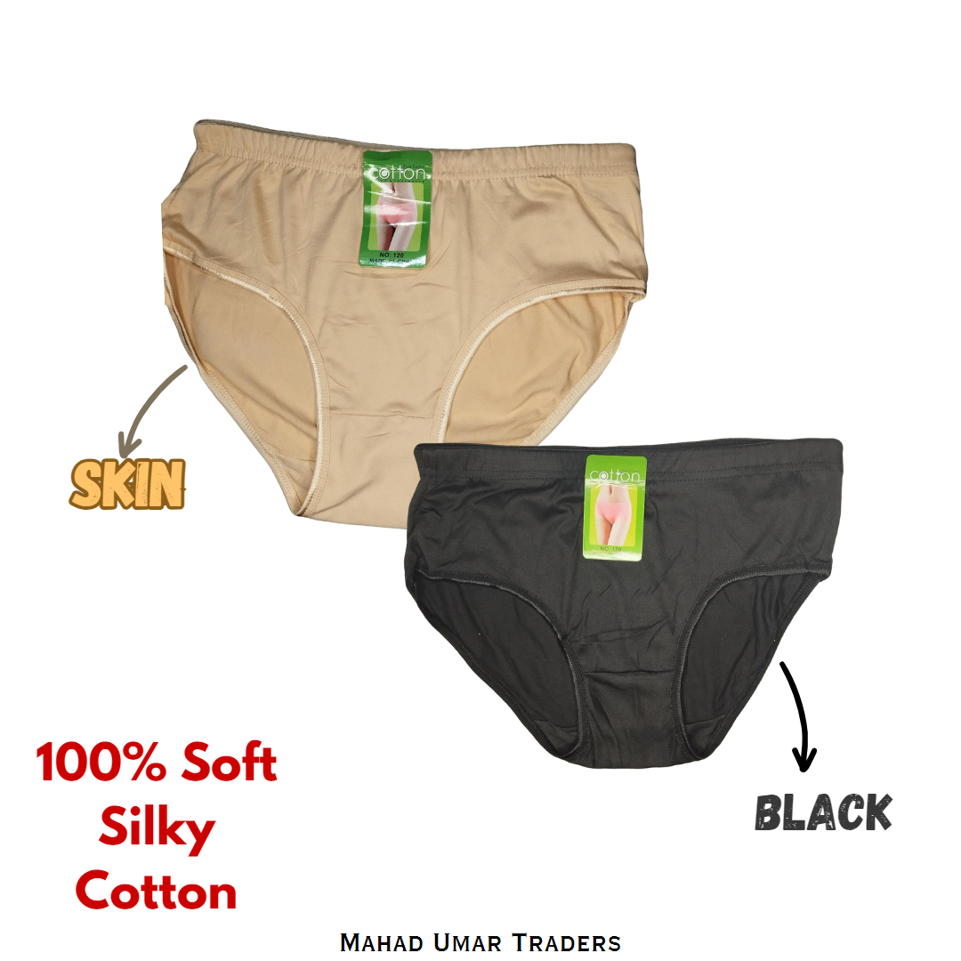 Cotton Plain Panty for Women – Soft & Comfortable Underwear (Skin, Black, S/M/L)
