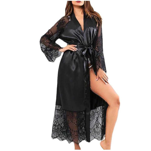 Two Hearts Imported 3-Pcs Satin & Lace Nightwear Set