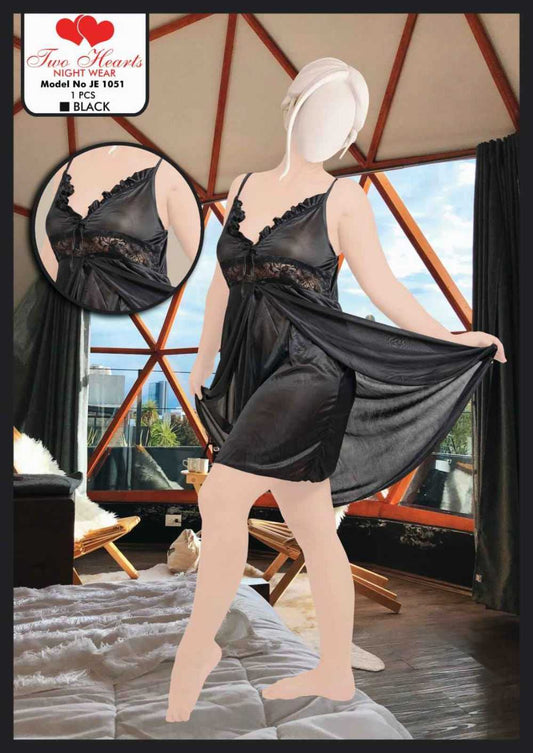 1 pcs Imported Satin Lace Nightwear for Women – Luxury Sleepwear Dress | Model JE 105
