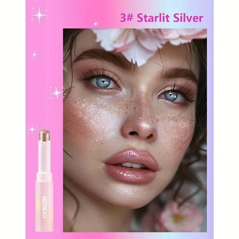 Multipurpose Jelly Highlighter Stick – Creamy Glitter Eyeshadow, Lip Balm & Face Highlighter