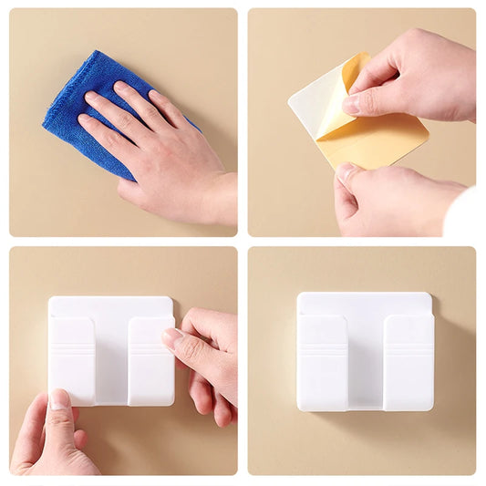 1 pcs Multifunction Mobile Phone Charging Hanging Holder, double-sided adhesive ( white colour )