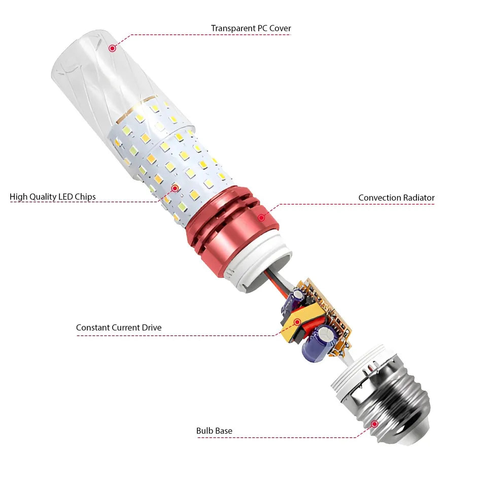 E27 LED Corn Light Lamp Bulb | 3 in 1 light modes Chandelier, Candle LED Light For Home & Decoration - 12W/16W