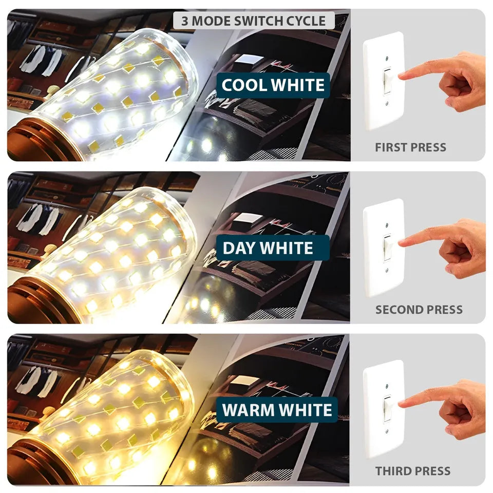 E27 LED Corn Light Lamp Bulb | 3 in 1 light modes Chandelier, Candle LED Light For Home & Decoration - 12W/16W