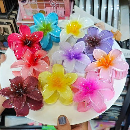 1 Pc - Flower Hair Clip Colorful Hair Band For girls & Women - Small, Orange