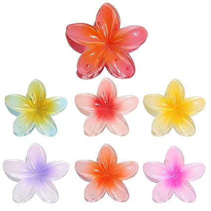 1 Pc - Flower Hair Clip Colorful Hair Band For girls & Women - Small, Orange