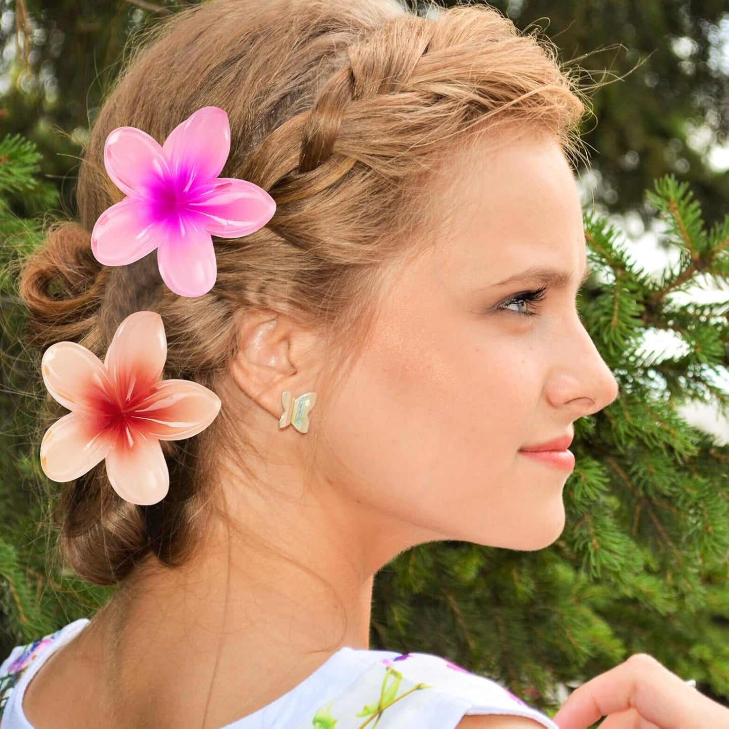 1 Pc - Flower Hair Clip Colorful Hair Band For girls & Women - Small, Orange
