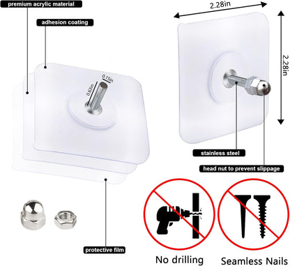 10-Pcs Self-Adhesive Wall Screws and Hanging Nails – Heavy-Duty Adhesive Wall Mount Hooks for Home and Office Use – No Drilling, Easy Installation for Hanging Frames, Keys, Towels, and More - Pack Of 5