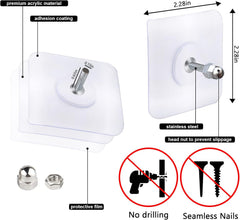 10-Pcs Self-Adhesive Wall Screws and Hanging Nails – Heavy-Duty Adhesive Wall Mount Hooks for Home and Office Use – No Drilling, Easy Installation for Hanging Frames, Keys, Towels, and More - Pack Of 5