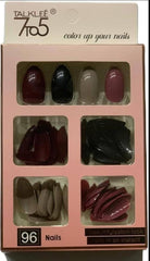 96 PCs nails without glue or sticker (Random Color)