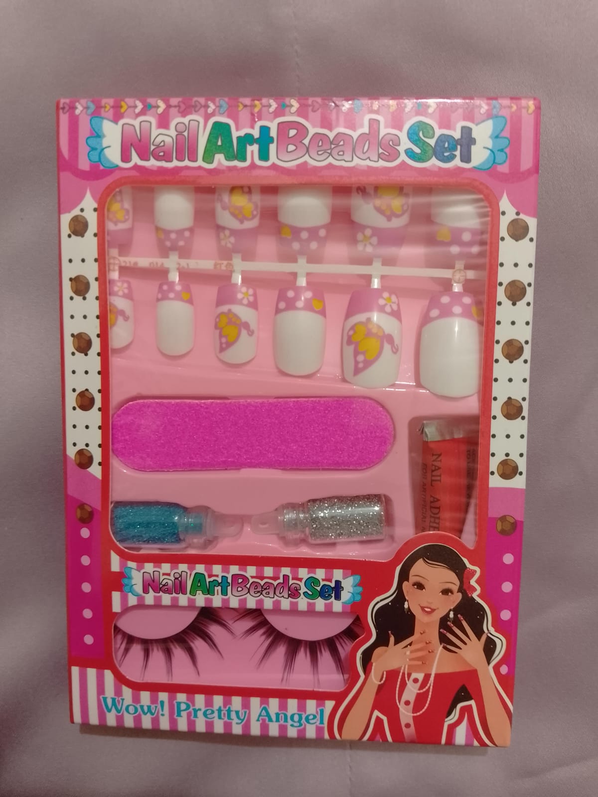 Kids Eyelashes & Nail Art Set