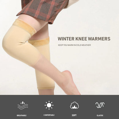 Thermal Knee Warmers Elastic Plush Knee Pads Protector For Winter For Men & Women (random color)