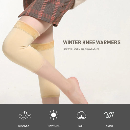 Thermal Knee Warmers Elastic Plush Knee Pads Protector For Winter For Men & Women (random color)