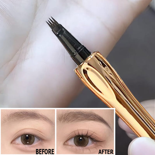 ( Tattoo brow) 4 Points Tip Tattoo Pen | 4 Tip Tattoo Eyebrow Pen | Eyebrow Pencil Creates Natural Makeup Effect - Black