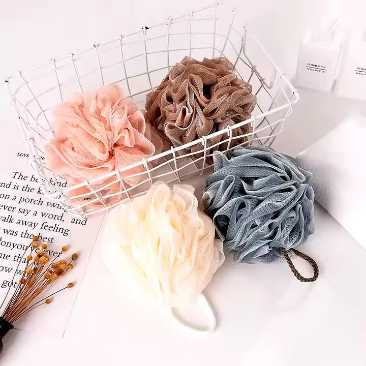 1 pcs)Soft Mesh Bath Sponge – Exfoliating Body Scrubber Random color - Extra Soft Body Loofah Bath Sponge – Gentle Exfoliating Shower Pouf for Radiant, Smooth Skin – Mesh Shower Scrubber for Men & Women - Random Color