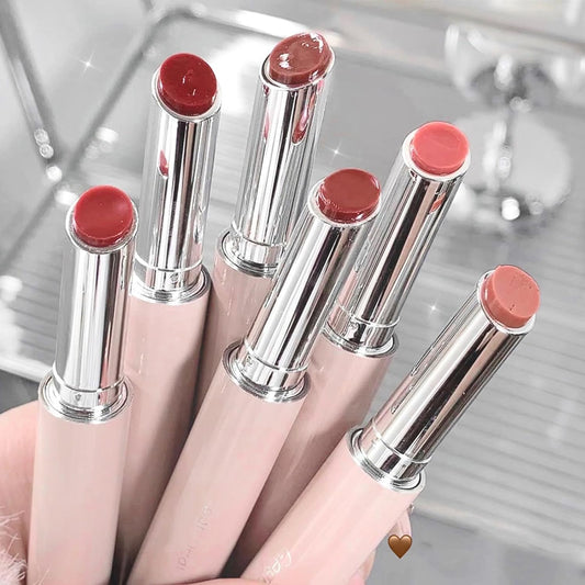 Velvety Texture Lipstick Glossy Lipstick Long Lasting Moisturizing Tinted Lip Balm, Plumping Water Lip Glaze Slim Design (random color)