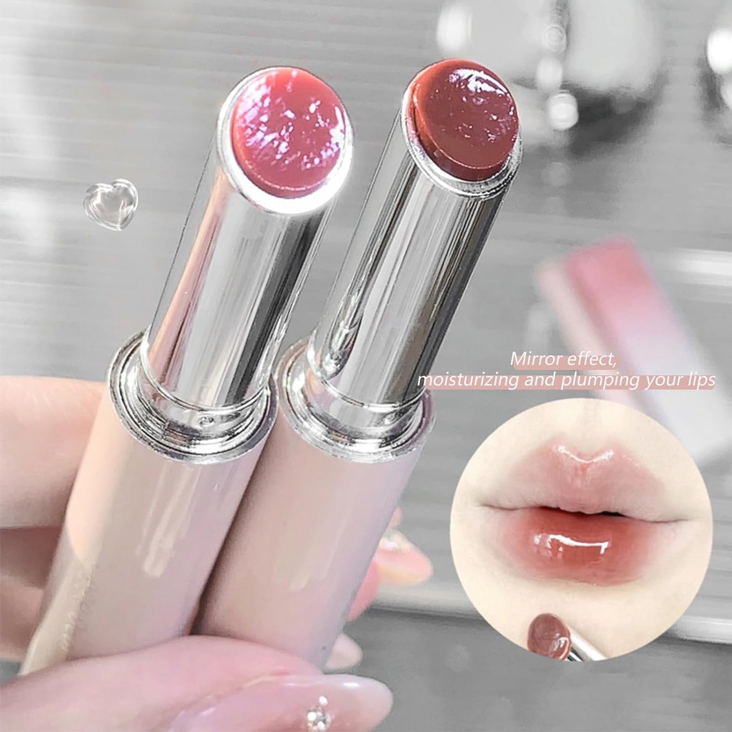 Velvety Texture Lipstick Glossy Lipstick Long Lasting Moisturizing Tinted Lip Balm, Plumping Water Lip Glaze Slim Design (random color)
