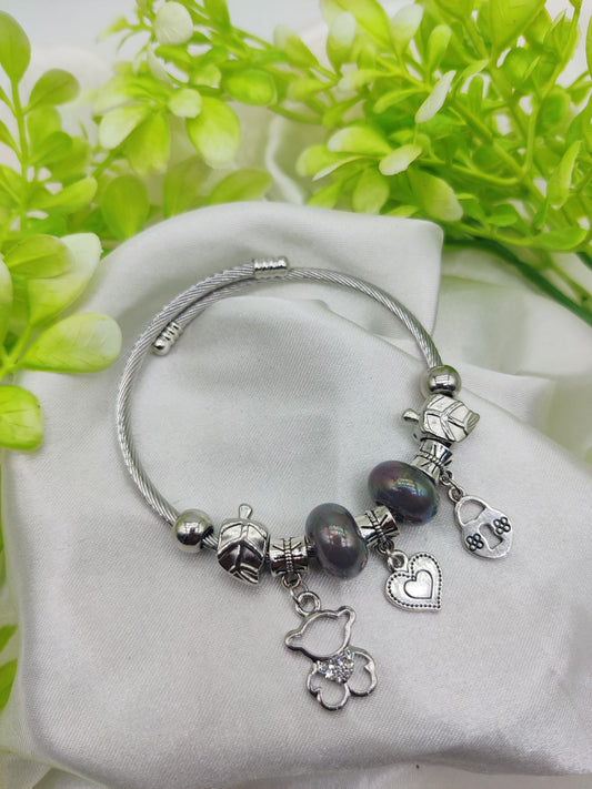 1 Piece Imported Pandora Charm Bracelet with Elegant Pearl Accents and Cute Charms | Best Quality Bracelet For Girls & Women | Girls & Women Jewellery