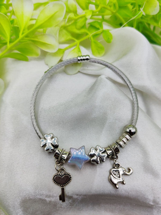 1 Piece Imported Elegant Pandora-Style Charm Bracelet - Starry Opalescent Design | Best Quality Artificial Bracelet For Girls & Women