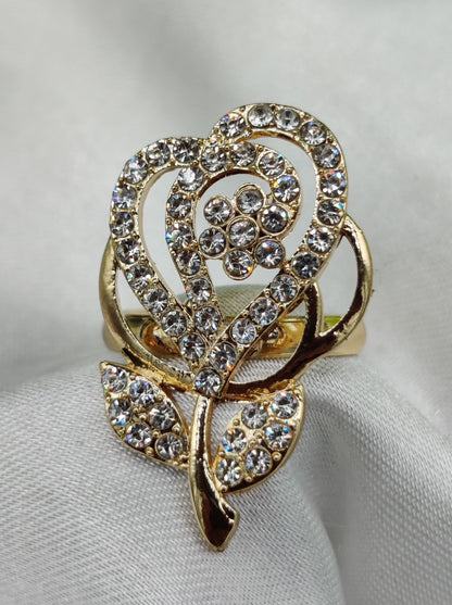 1 Piece Imported Sparkling Floral Elegance Adjustable Ring | Elegant Design Adjustable Ring For Girls & Women