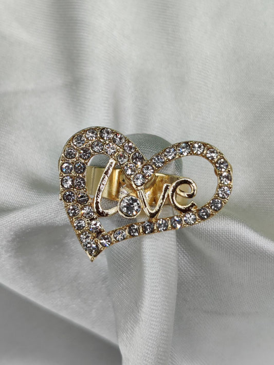 1 Piece Imported Radiant Love Heart Crystal Ring - Shimmer with Elegance | Luxurious Design Ring | Adjustable Ring | Ring For Girls & Women