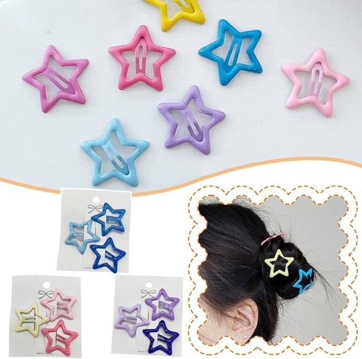Pack Off 06  Star Design Girl Hair Clip | Hair Clip For Women | Best Quality Hair Clip ( Random Color )