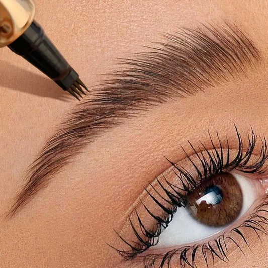 ( Tattoo brow) 4 Points Tip Tattoo Pen | 4 Tip Tattoo Eyebrow Pen | Eyebrow Pencil Creates Natural Makeup Effect - Black