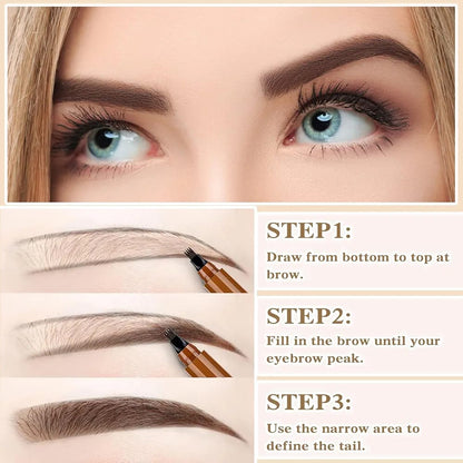 ( Tattoo brow) 4 Points Tip Tattoo Pen | 4 Tip Tattoo Eyebrow Pen | Eyebrow Pencil Creates Natural Makeup Effect - Black