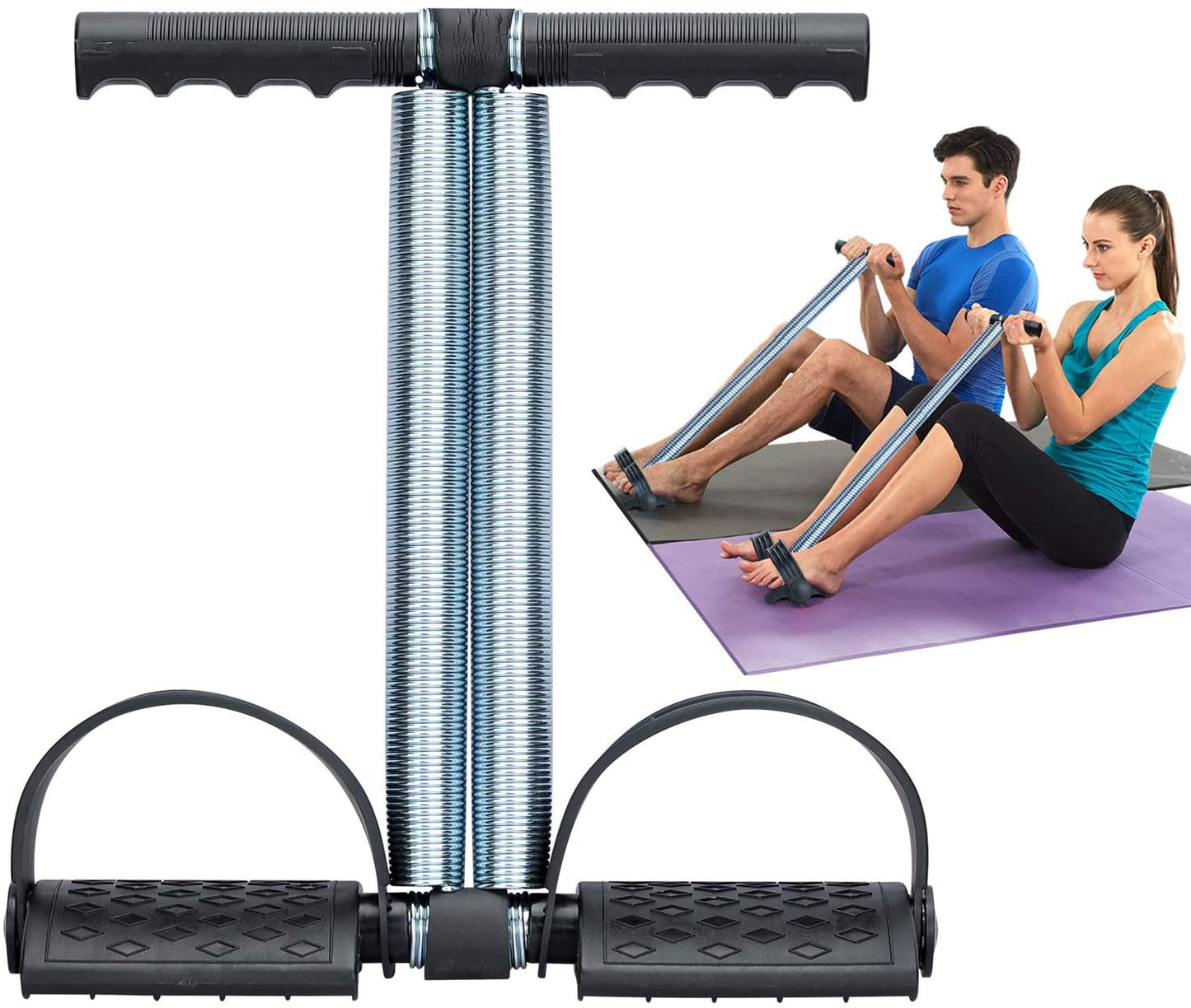 Foot Pedal Resistance Band Elastic Sit-up Pull Rope Yoga Fitness Gym – Elastic Pull Ropes Tummy Trimmer | Spring Tummy Trimmer ( Random Color )Single Spring