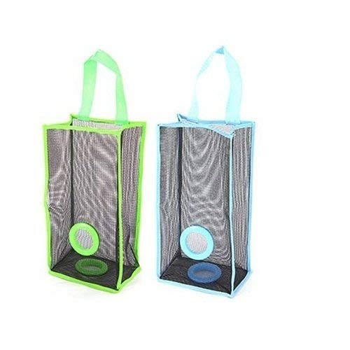 Plastic Bag Holder, Dispenser Hanging Storage Mesh Garbage Big/Trash Bags Organizer Recycling Grocery Shopping Pocket Hanging Containers for Kitchen - Random Color