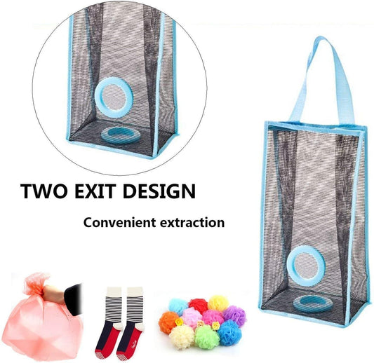 Plastic Bag Holder, Dispenser Hanging Storage Mesh Garbage Big/Trash Bags Organizer Recycling Grocery Shopping Pocket Hanging Containers for Kitchen - Random Color
