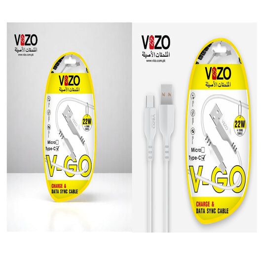 Vizo V-Go 22W Fast Charging Type-C Data Cable | Best Quality Type Fast Charging Cable | 22W Fast Charging Cable | Charging Pin - Charging Lead For Mobile Phone