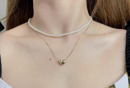 Elegant double Layer Heart pearl Pendent / Necklace Party Jewelry Gifts Accessories for Women