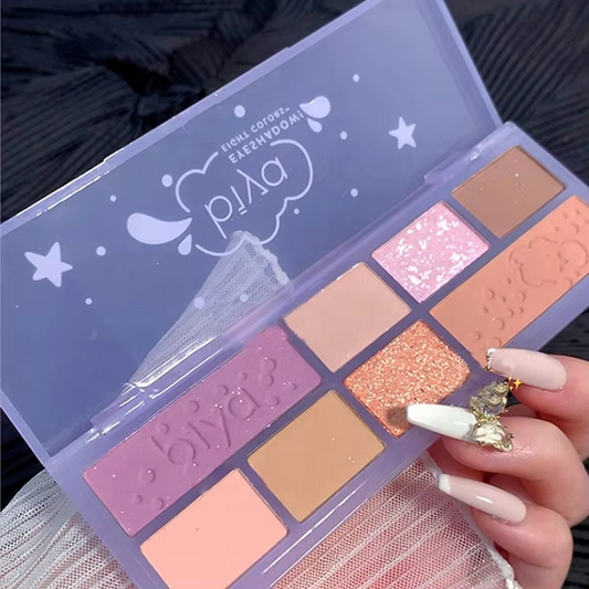 08 Colors Biya Star Flash Eight-Color Eye Shadow Palette Matte Pearl Light Fine Color Milk Tea Earth Niche Glitter Eye Shadow - 8 colors Korean Trending Eye Shadow Palette