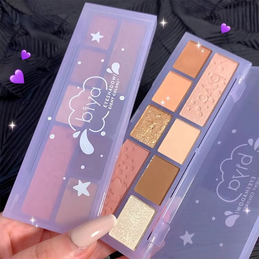 08 Colors Biya Star Flash Eight-Color Eye Shadow Palette Matte Pearl Light Fine Color Milk Tea Earth Niche Glitter Eye Shadow - 8 colors Korean Trending Eye Shadow Palette