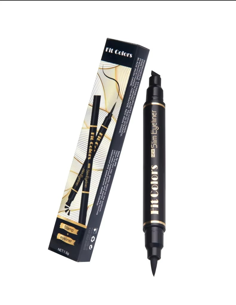 2 in 1 Winged Stamp Liquid Eyeliner Pencil Waterproof Fast Dry Lasting Black Eye Liner Pen | 2 in 1 Fit Colors Eyeliner For Girls | Eyeliner Pen  - Pack Of 01