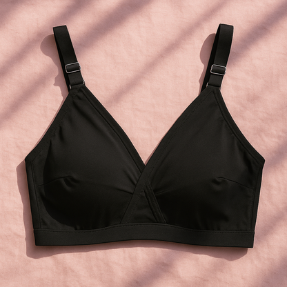 Black SADA Cotton Bra – Soft 3 Hook Support Bra for Women