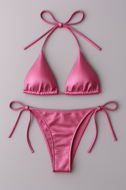 Women’s Bikini Set – Halter Neck Triangle Top & Adjustable Side-Tie Bottom | Stylish Swimwear for Beach & Pool