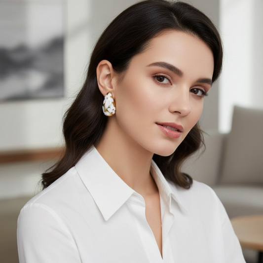 Flower Hollow Drop Earrings – Stylish Women’s Fashion Jewelry in Multiple Colors Pink, Green, Orange, White, Purple, Blue, Red, Black (PQT-105)