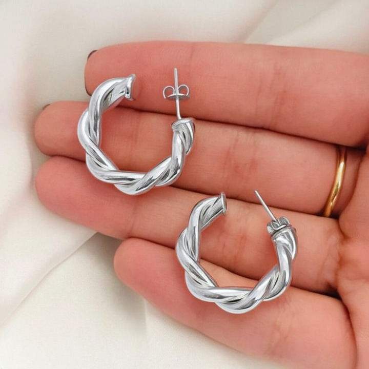 Twisted Sparkling Earrings for Women | Stylish Fashion Jewelry | Available in Silver & Golden | Perfect for Parties, Weddings & Daily Wear (WJ-101)