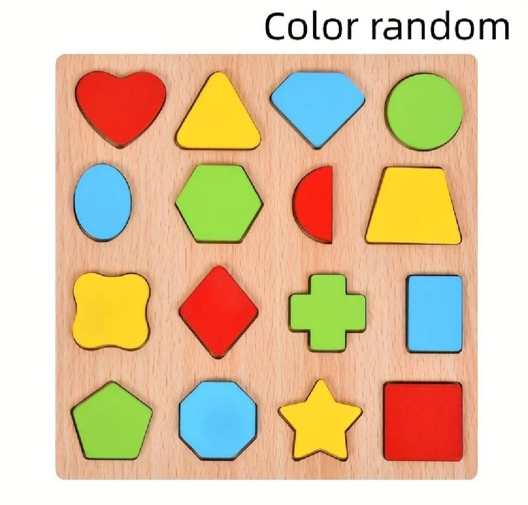 Colorful Geometric Shapes Wooden Cognitive Board Puzzle – Educational Learning Toy for Kids