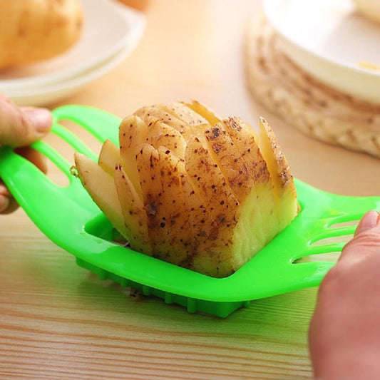 Multifunctional Potato Cutter and French Fry Maker – Stainless Steel Vegetable and Fruit Slicer, Chopper, Dicer, Kitchen Tool for Cutting Fries, Chips, and Healthy Snacks – Durable ABS Handle with 36-Blade Grid (Random Color)