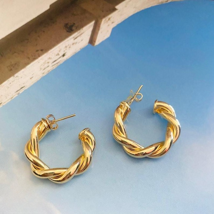 Twisted Sparkling Earrings for Women | Stylish Fashion Jewelry | Available in Silver & Golden | Perfect for Parties, Weddings & Daily Wear (WJ-101)