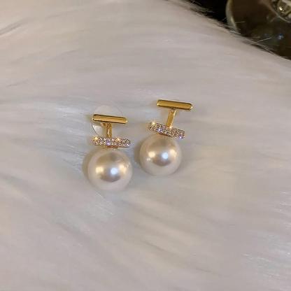 Elegant Pearl Drop Earrings for Women – Stylish Dangle Earrings with Rhinestone Accent (AXT-102)