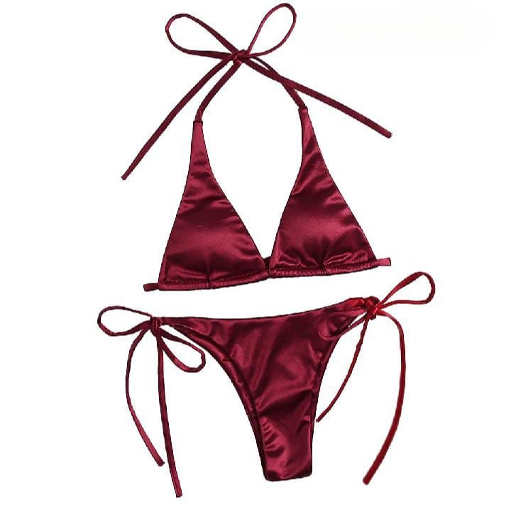 Women’s Bikini Set – Halter Neck Triangle Top & Adjustable Side-Tie Bottom | Stylish Swimwear for Beach & Pool