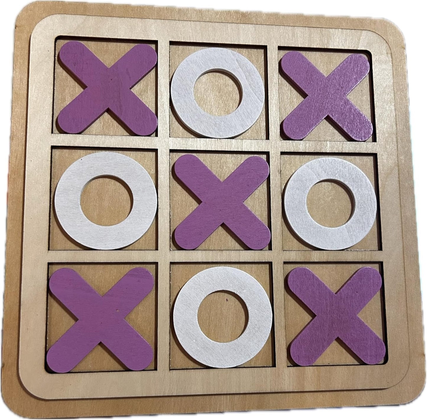 Wooden Tic-Tac-Toe Board Game – Classic XO Strategy Game for Kids, Toddlers, Preschoolers & Adults