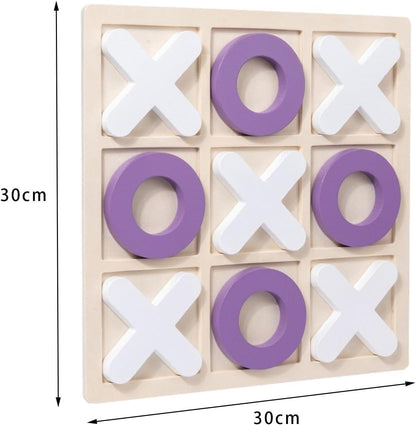 Wooden Tic-Tac-Toe Board Game – Classic XO Strategy Game for Kids, Toddlers, Preschoolers & Adults