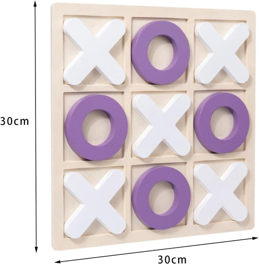 Wooden Tic-Tac-Toe Board Game – Classic XO Strategy Game for Kids, Toddlers, Preschoolers & Adults