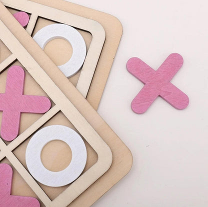 Wooden Tic-Tac-Toe Board Game – Classic XO Strategy Game for Kids, Toddlers, Preschoolers & Adults